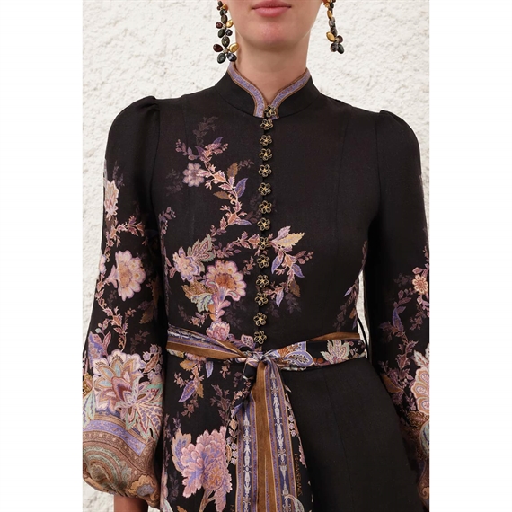 Zimmermann Luna Button Midi Kjole, Midnight Paisley